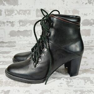 Elegant Black Lace-Up Ankle Boots